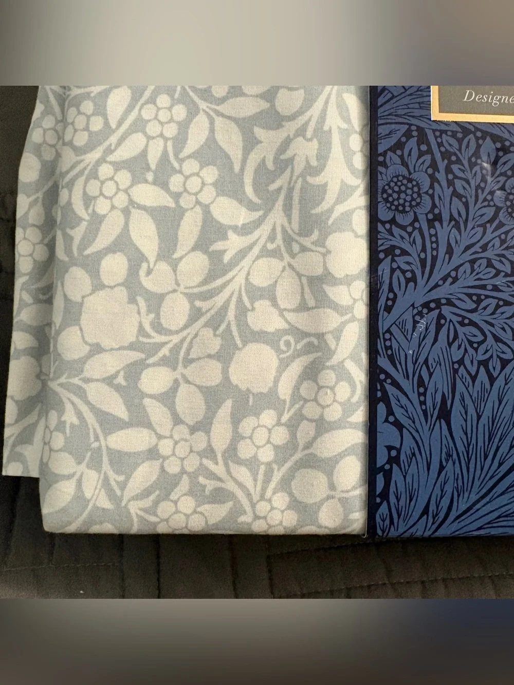 William Morris Cotton Percale Floral Cal King Sheet Set Tonal Clover Soft Blue